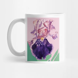 Iris Watercolor Painting - Glorious Purple on Baby Pink Mug